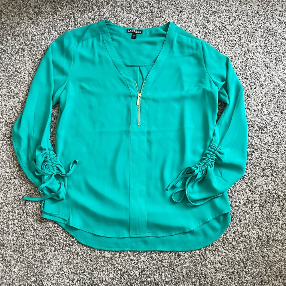 Express Turquoise Long Sleeve Blouse